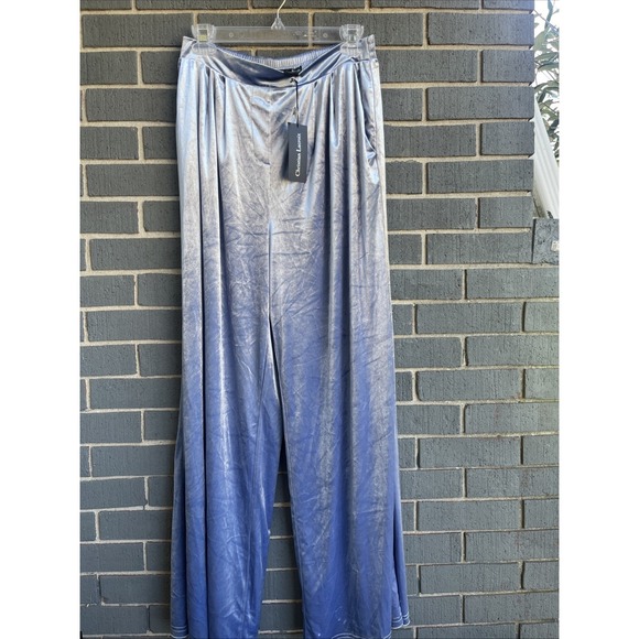 Christian Lacroix Pants - Christian LaCroix Velvet Wide Leg Lounge Pants Ice Blue Gray Medium NWT NEW